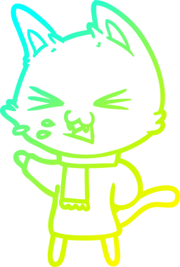 Bir insan tarafından çizilen çizgi film kedisinin soğuk gradyan çizimi