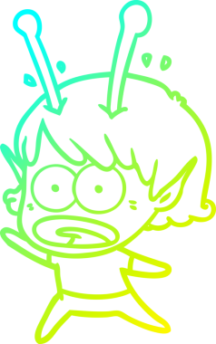 Bir çizgi film karakteri, bir insan tarafından çizilmiş soğuk gradyan çizimi.