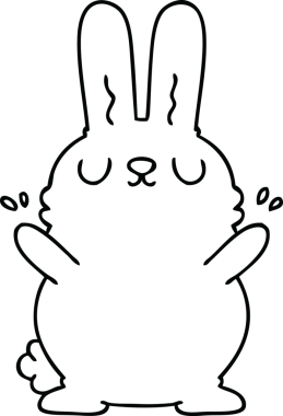 Bir insan tarafından çizilmiş garip çizgi film tavşanı.