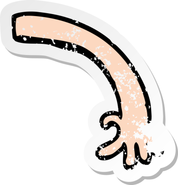 Bir insan tarafından çizilmiş bir karikatür kolunun gerilmiş çıkartması.