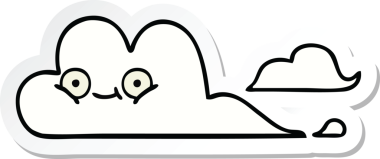 Bir insan tarafından çizilmiş şirin beyaz bulut etiketi.