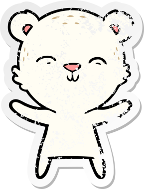 Bir insan tarafından çizilmiş mutlu bir kutup ayısının sıkıntılı çıkartması.