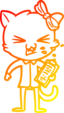 Bir insan tarafından çizilmiş çizgi film kedisinin sıcak çizgi çizimi