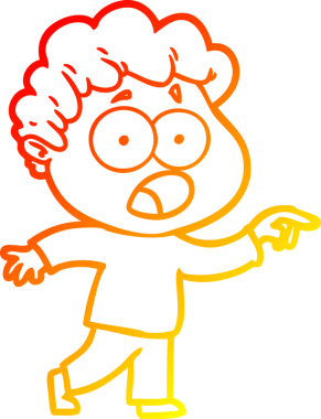 Bir insan tarafından şaşırtılarak çizilen çizgi film karakterinin sıcak çizgi çizimi.