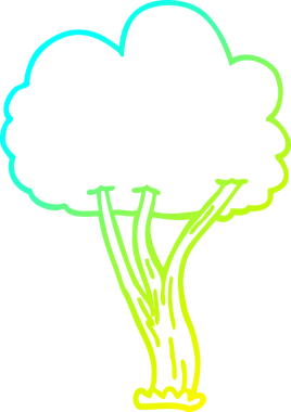 Bir insan tarafından çizilen karikatür ağacının soğuk gradyan çizimi