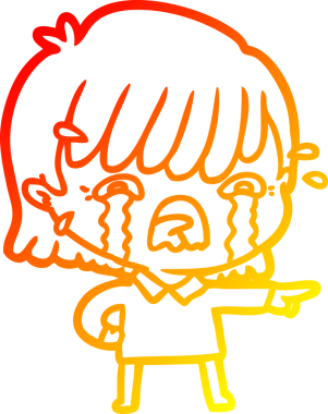 Bir insan tarafından çizilmiş ağlayan çizgi film kızı çizimi.