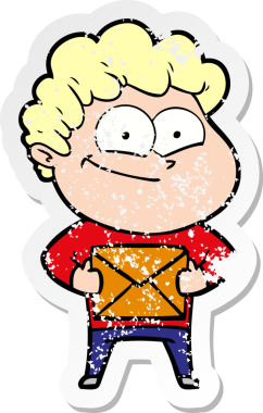 Bir insan tarafından çizilmiş mutlu bir adamın sıkıntılı çıkartması.