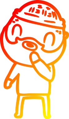 Bir insan tarafından çizilmiş sakallı bir adamın sıcak çizgi çizimi.