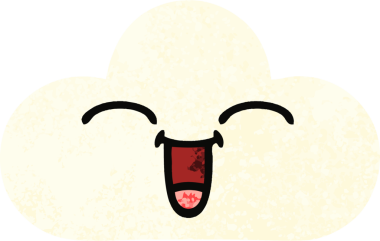 Bir insan tarafından çizilmiş beyaz bir bulutun retro çizim tarzı karikatürü