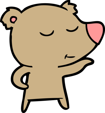 Bir insan tarafından çizilmiş mutlu çizgi film ayısı.