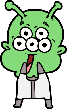 Bir insan tarafından çizilmiş mutlu uzaylı çizgi filmi.