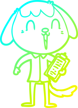 Bir insan tarafından çizilmiş ofis tişörtü giyen sevimli bir köpeğin çizimi.