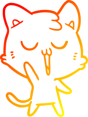 Bir insan tarafından çizilmiş çizgi film kedisinin sıcak çizgi çizimi