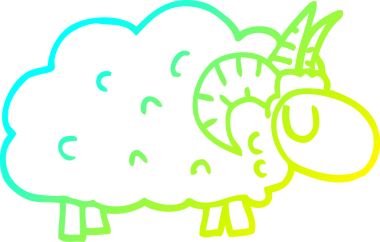 Bir insan tarafından çizilmiş boynuzlu bir koyunun soğuk gradyan çizimi