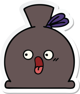 Bir insan tarafından çizilmiş şirin bir karikatür çuvalı.