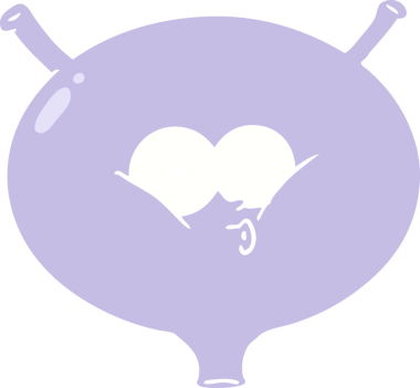 Bir insan tarafından çizilmiş düz renkli çizgi film mesanesi.