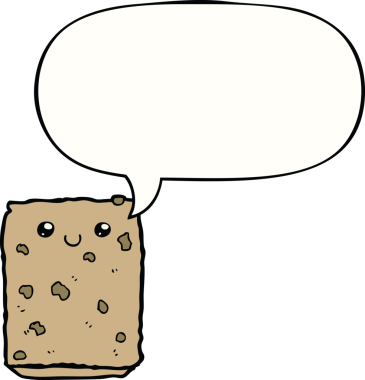 Bir insan tarafından çizilmiş konuşma balonlu bisküvi.