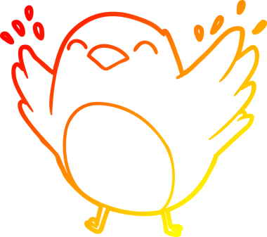 Bir insan tarafından çizilmiş kanat çırpan bir çizgi robin çizimi.