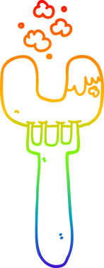 Bir insan tarafından çizilen çatalla çizilmiş bir sosisin çizimi.