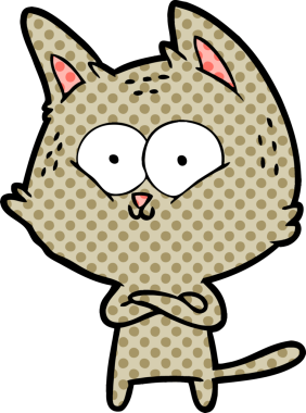 Bir insan tarafından çizilmiş çizgi film kedisi.