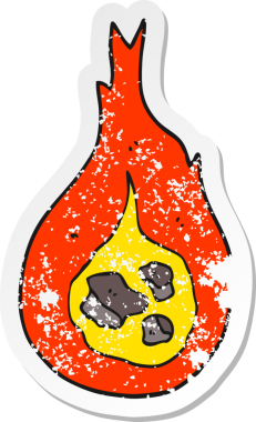 Bir insan tarafından çizilmiş bir ateş topunun sıkıntılı çıkartması.