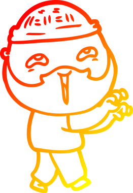 Bir insan tarafından çizilmiş mutlu sakallı bir adamın çizgi çizimi.