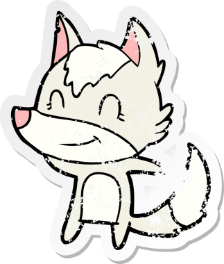 Bir insan tarafından çizilmiş dost canlısı bir kurdun sıkıntılı çıkartması.