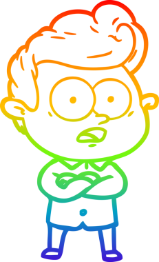 Bir insan tarafından çizilmiş gökkuşağı gradyan çizgi çizimi.