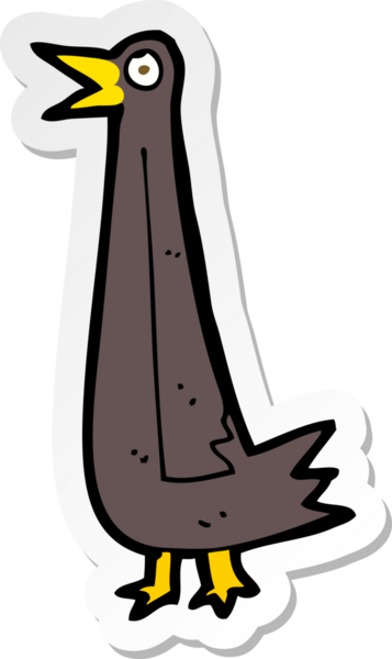 Bir insan tarafından çizilmiş komik bir karikatür kuşunun çıkartması.