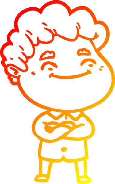 Bir insan tarafından çizilmiş, karikatür dostu bir adamın sıcak çizgi çizimi