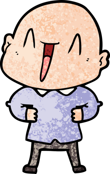 Bir insan tarafından çizilmiş mutlu, kel adam.