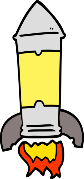 Bir insan tarafından çizilmiş el çizimi karikatür roketi