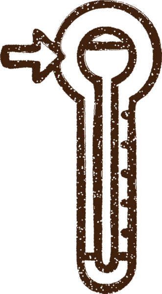 Bir insan tarafından çizilen sıcak termometre karakalem çizimi