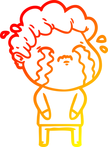 Bir insan tarafından çizilmiş ağlayan bir çizgi film karakteri çizimi.