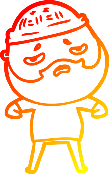 İnsan tarafından çizilmiş sakallı, endişeli bir çizgi film karakteri.