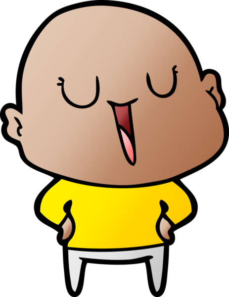 Bir insan tarafından çizilmiş mutlu, kel adam.