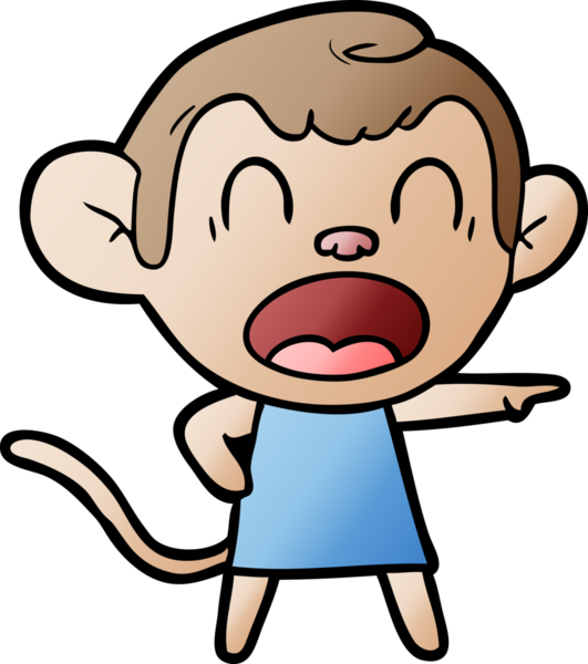 Bir insan tarafından çizilmiş bağıran çizgi film maymunu.