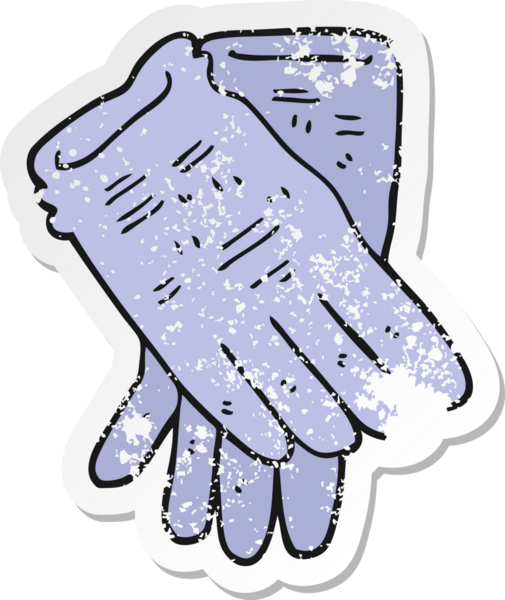 Bir insan tarafından çizilmiş karikatür bahçe eldiveni.