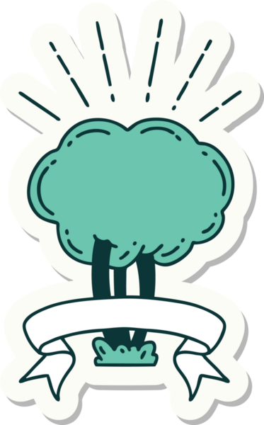 Bir insan tarafından çizilmiş dövme stili bir ağacın çıkartması.