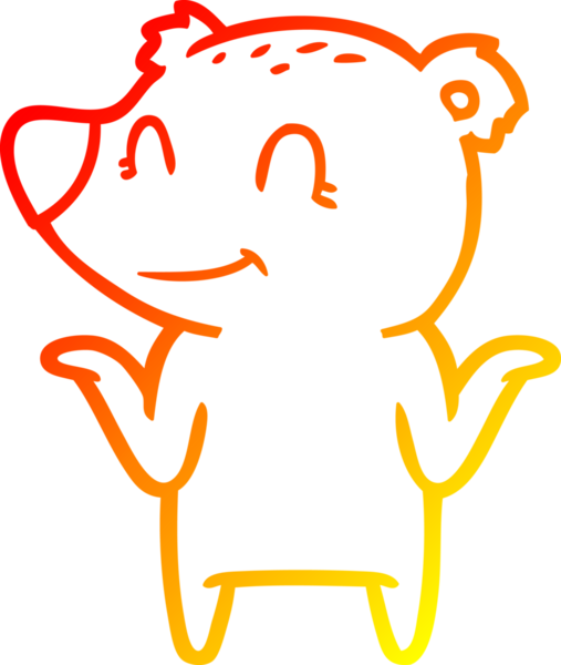 Bir insanın omuzlarını silkeleyen gülümseyen bir ayı çizgisi.