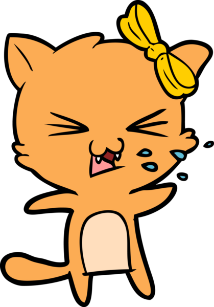 Bir insan tarafından çizilmiş çizgi film kedisi.