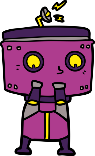 Bir insan tarafından çizilmiş çizgi film robotu