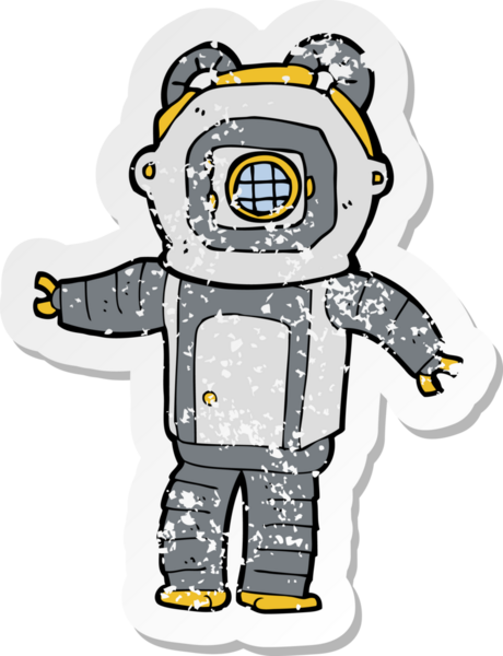 Bir insan tarafından çizilmiş bir derin deniz dalgıcının gerilimli çıkartması.