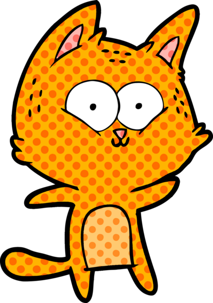 Bir insan tarafından çizilmiş çizgi film kedisi.