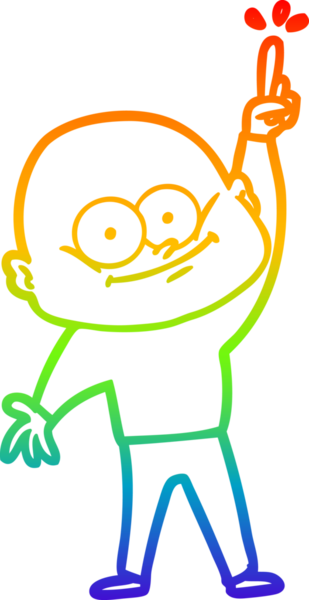 Gökkuşağı gradyan çizgi çizimi bir insan tarafından çizilmiş kel bir adamın çizimi