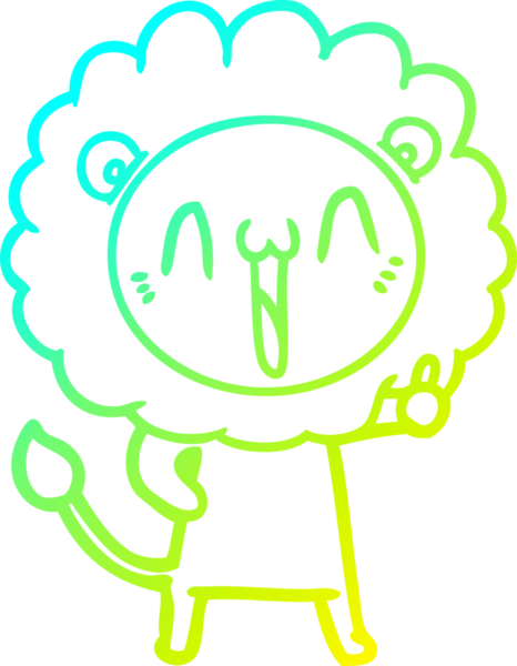 Bir insan tarafından çizilmiş mutlu çizgi film aslanı çizimi.