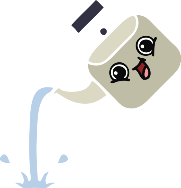 Bir insan tarafından çizilmiş bir çaydanlığın düz renkli retro karikatürü