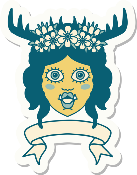 Bir insan tarafından çizilmiş afişi olan bir ork Druid karakterinin çıkartması