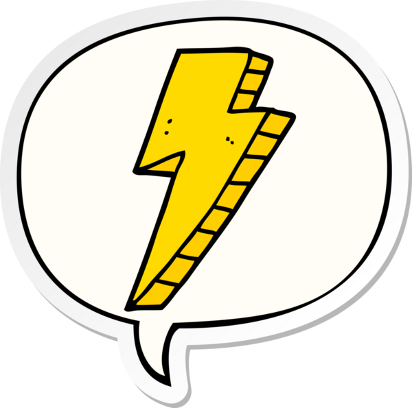Bir insan tarafından çizilmiş konuşma balonu çıkartmalı karikatür yıldırımı.