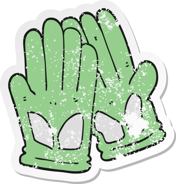 Bir insan tarafından çizilmiş karikatür bahçe eldiveni.